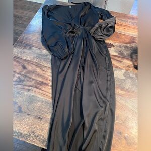 SHEIN Black Satin Maxi Dress
